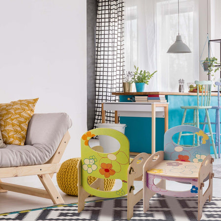 Sedia Per Bambino - Fiori Per Cameretta In Legno