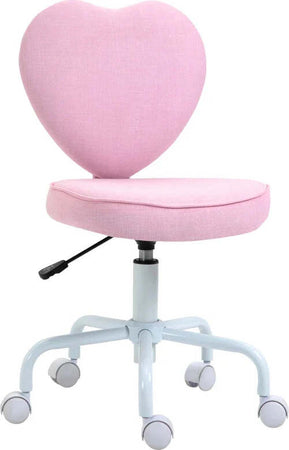 Sedia-per-Scrivania-a-Forma-di-Cuore-con-5-Rotelle-e-Altezza-Regolabile-in-Tessuto-Rosa,-40x50x79-89cm-JH5833-942JH5