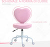 Sedia-per-Scrivania-a-Forma-di-Cuore-con-5-Rotelle-e-Altezza-Regolabile-in-Tessuto-Rosa,-40x50x79-89cm-JH5833-942JH5