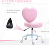 Sedia-per-Scrivania-a-Forma-di-Cuore-con-5-Rotelle-e-Altezza-Regolabile-in-Tessuto-Rosa,-40x50x79-89cm-JH5833-942JH5