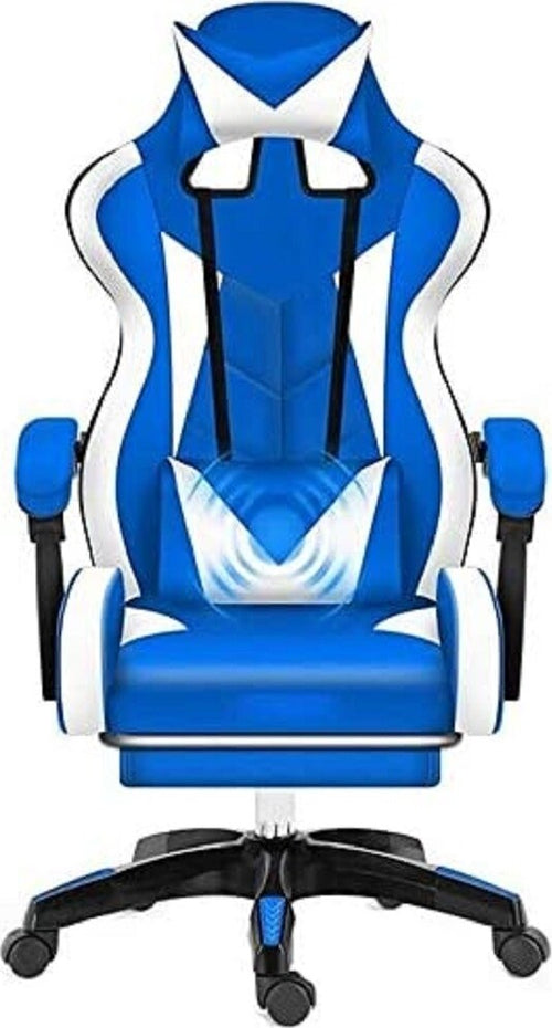 Sedia Poltrona Ufficio Casa In Ecopelle Cuscino Lombare Poggiatesta Piedi Blu Bianco Casa, arredamento e bricolage > Arredamento > Sedie Trade Shop italia - Napoli, Commerciovirtuoso.it