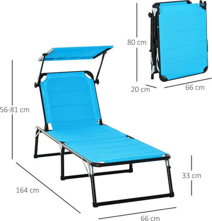 Sedia-Sdraio-da-Esterno-Pieghevole-con-Tettuccio-e-Rivestimento-Imbottito-in-Gommapiuma,-Lettino-Prendisole-da-Giardino-con-Schienale-Regolabile-66x164x81cm-Blu-84B-591BU