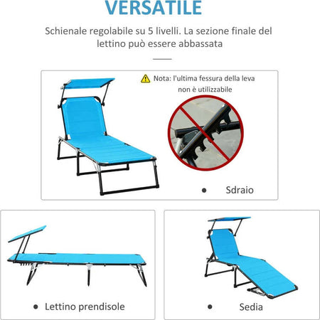 Sedia-Sdraio-da-Esterno-Pieghevole-con-Tettuccio-e-Rivestimento-Imbottito-in-Gommapiuma,-Lettino-Prendisole-da-Giardino-con-Schienale-Regolabile-66x164x81cm-Blu-84B-591BU