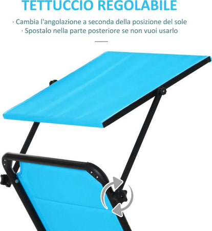 Sedia-Sdraio-da-Esterno-Pieghevole-con-Tettuccio-e-Rivestimento-Imbottito-in-Gommapiuma,-Lettino-Prendisole-da-Giardino-con-Schienale-Regolabile-66x164x81cm-Blu-84B-591BU