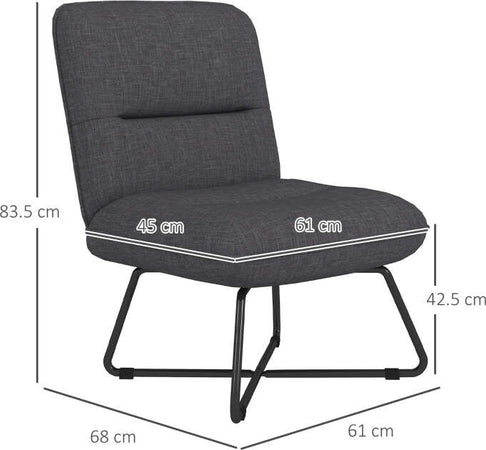 sedia-soggiorno-salotto-ufficio-studio-Poltrona-Moderna-con-Base-in-Acciaio-e-Rivestimento-in-Tessuto,-61x68x83.5cm,-Grigio-Scuro-F