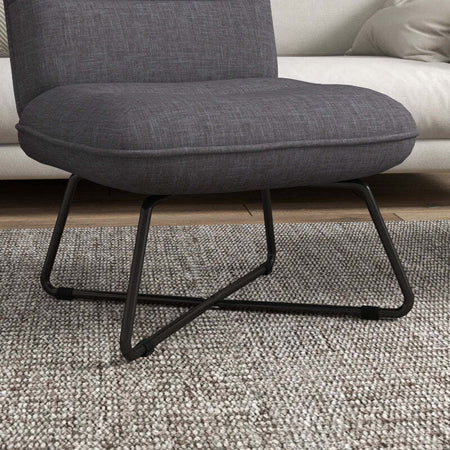 sedia-soggiorno-salotto-ufficio-studio-Poltrona-Moderna-con-Base-in-Acciaio-e-Rivestimento-in-Tessuto,-61x68x83.5cm,-Grigio-Scuro-F