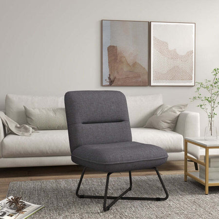 sedia-soggiorno-salotto-ufficio-studio-Poltrona-Moderna-con-Base-in-Acciaio-e-Rivestimento-in-Tessuto,-61x68x83.5cm,-Grigio-Scuro-F