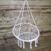 Sedia sospesa a dondolo, intreccio in corda, colore bianco, seduta comoda, per esterno Giardino e giardinaggio/Arredamento da giardino e accessori/Amache sedie sospese e accessori/Amache Decor Space - Altamura, Commerciovirtuoso.it