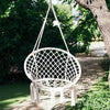 Sedia sospesa a dondolo, intreccio in corda, colore bianco, seduta comoda, per esterno Giardino e giardinaggio/Arredamento da giardino e accessori/Amache sedie sospese e accessori/Amache Decor Space - Altamura, Commerciovirtuoso.it