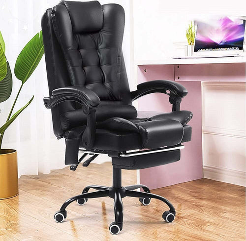Sedia Ufficio Girevole Da Gioco Poggiapiedi Scrivania Reclinabile In Pelle Nera Casa e cucina/Arredamento/Studio/Sedie e Sgabelli/Sedie da scrivania Trade Shop italia - Napoli, Commerciovirtuoso.it