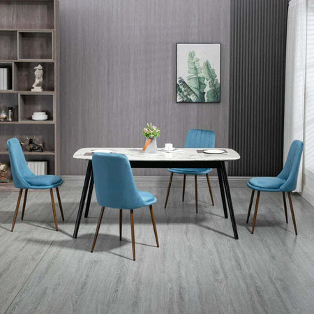 Sedie-da-Cucina-Imbottite,-Set-4-Pezzi-in-Poliestere-e-Acciaio,-47x55x86-cm,-Blu-DR6835-922V00DBDR6