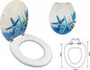 Sedile-Copriwater-Universale-Per-Bagno-Copri-Wc-Water-In-Legno-Stelle-Marine