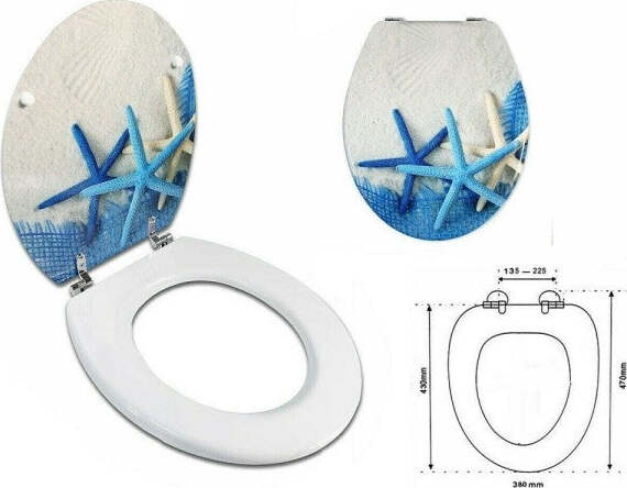 Sedile-Copriwater-Universale-Per-Bagno-Copri-Wc-Water-In-Legno-Stelle-Marine