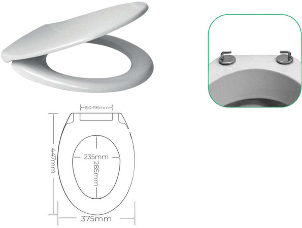 Sedile wc uiversale con cernierie in acciaio