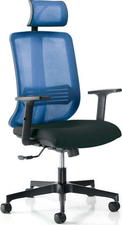 Seduta operativa Vertigo - con braccioli regolabili e poggiatesta - nero-blu - Unisit Casa e cucina/Arredamento/Studio/Sedie e Sgabelli/Sedie da scrivania Eurocartuccia - Pavullo, Commerciovirtuoso.it