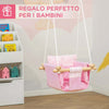 Seggiolino-Altalena-per-Bambini-in-Tessuto-e-Legno-con-Cuscino,-40x40x180cm,-Rosa-TG6344-027PKTG6