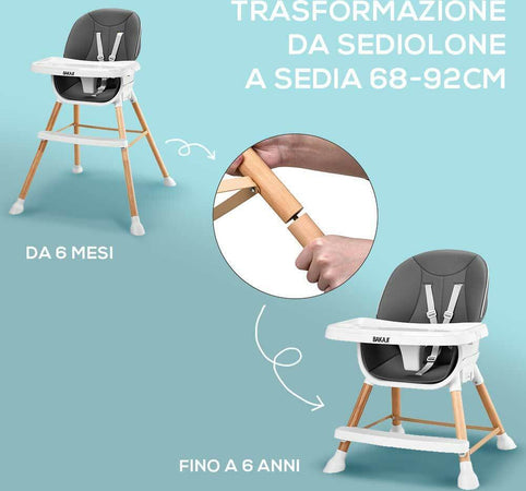 Seggiolone-Sediolone-Pappa-Bambino-Neonato-Altezza-Regolabile-Poltrona-Gioco