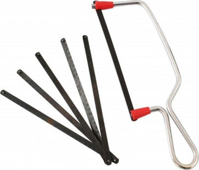 Seghetto-Per-Metallo-Manuale-Lama-15cm-Archetto-In-Acciaio-Con-2-Lame-Ricambio