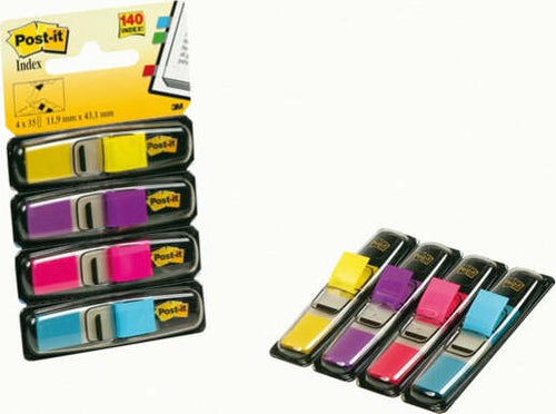 Segnapagina Post it Index Mini - 683-4AB - 12 x 43 1 mm - 4 colori vivaci - Post it - conf. 140 pezzi Cancelleria e prodotti per ufficio/Archivio ufficio e accessori per scrivania/Etichette divisori per schedario e timbri/Segnapagina adesivi Eurocartuccia - Pavullo, Commerciovirtuoso.it