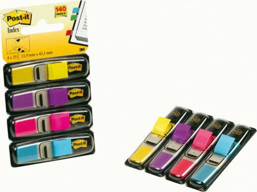 Segnapagina Post it Index Mini - 683-4AB - 12 x 43 1 mm - 4 colori vivaci - Post it - conf. 140 pezzi Cancelleria e prodotti per ufficio/Archivio ufficio e accessori per scrivania/Etichette divisori per schedario e timbri/Segnapagina adesivi Eurocartuccia - Pavullo, Commerciovirtuoso.it