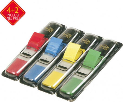 Segnapagina Post it Index Mini - 683-6 - 4 colori classici - Value Pack 4+2 (blister da 140 segnapagina ciascuno) - Post it Cancelleria e prodotti per ufficio/Archivio ufficio e accessori per scrivania/Etichette divisori per schedario e timbri/Segnapagina adesivi Eurocartuccia - Pavullo, Commerciovirtuoso.it