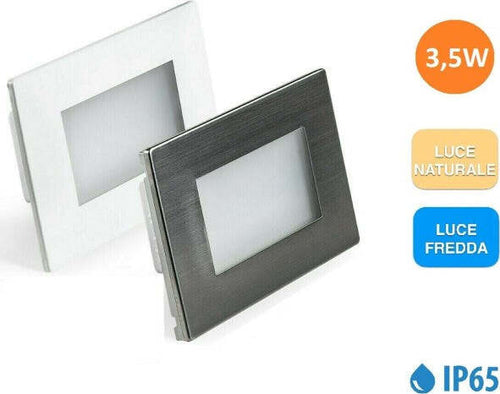 Segnapasso-Esterno-A-Led-Faretto-3,5w-Incasso-Per-Cassetta-503-Ip65-230v-Luce