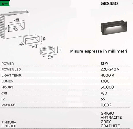 Segnapasso-Gea-Led-OHRM-GES350-LED-alluminio-policarbonato-lampada-parete-incasso-rettangolare-moderno-IP65