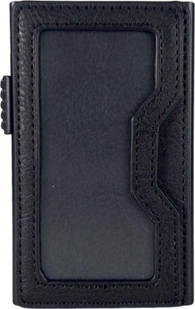 Sei-G-portacarte-in-alluminio-nero-con-tasca-elastica