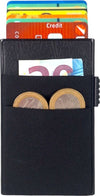 Sei-G-portacarte-in-alluminio-nero-con-tasca-elastica