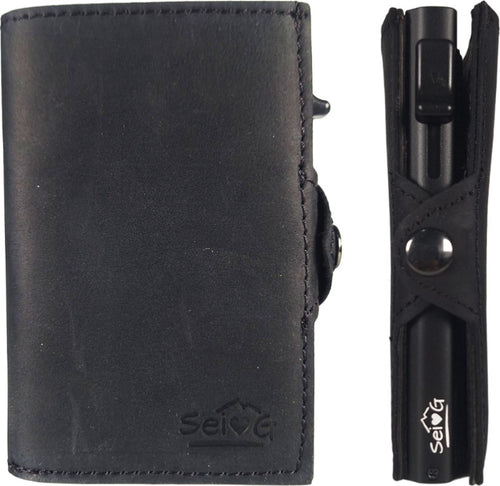 Sei-G-portacarte-safe-magnetic-nero-con-custodia-in-pelle-nera