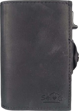 Sei-G-portacarte-safe-magnetic-nero-con-custodia-in-pelle-nera