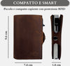 Sei-G-portacarte-safe-magnetic-silver-con-custodia-in-pelle-marrone