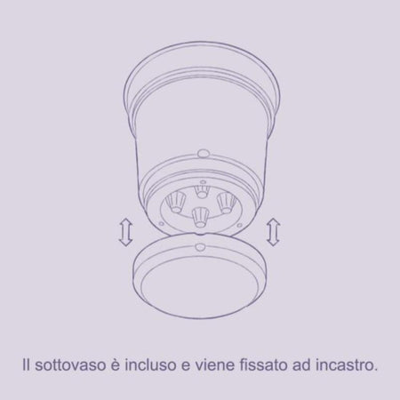 Vaso tondo con sottovaso "Hydral Element" per fiori e piante