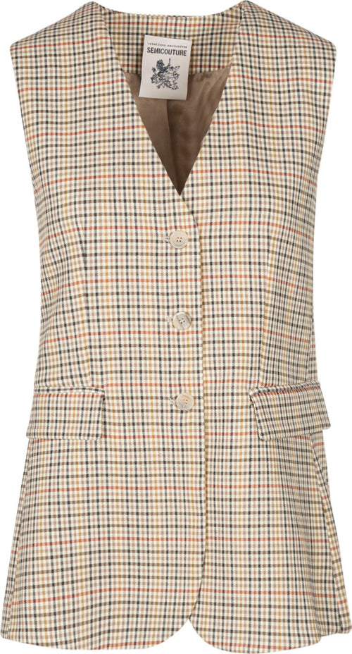 Semi-Couture-Semi-Couture---Gilet---440503---Beige/Rosso-da-donna