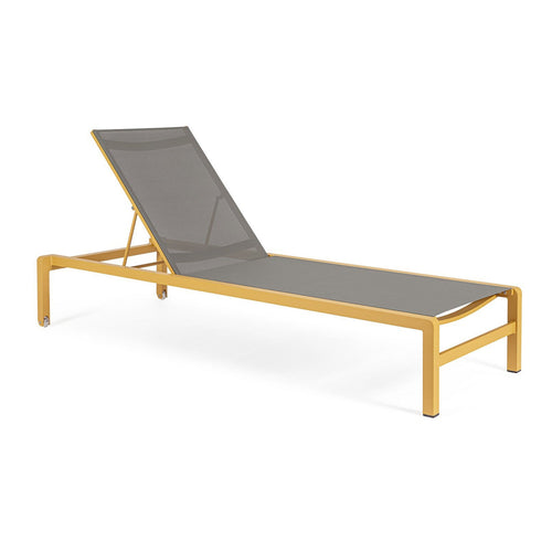 Lettino prendisole in alluminio verniciato Konnor con ruote, ideale per piscina e giardino