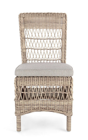 Sedia "Jupiter" con struttura in alluminio, intreccio in fibra sintetica, seduta comoda