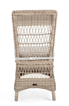 Sedia "Jupiter" con struttura in alluminio, intreccio in fibra sintetica, seduta comoda