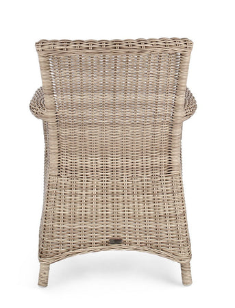 Sedia "Jupiter" con struttura in alluminio, intreccio in fibra sintetica, seduta comoda