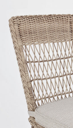 Sedia "Jupiter" con struttura in alluminio, intreccio in fibra sintetica, seduta comoda