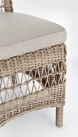 Sedia "Jupiter" con struttura in alluminio, intreccio in fibra sintetica, seduta comoda