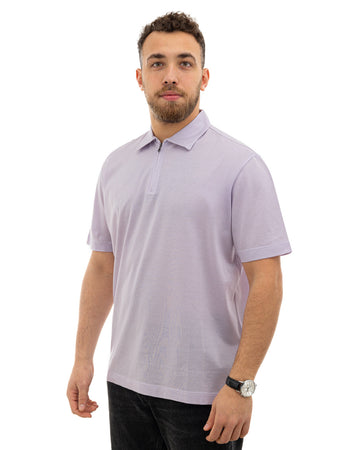 CANALI Polo Canali con zip lilla da uomo