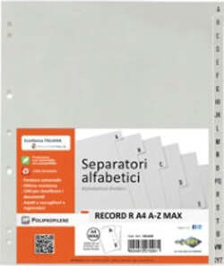 Separatore alfabetico A-Z Record R - PPL - 21 x 29 7 cm - A4 - grigio - Sei Rota Cancelleria e prodotti per ufficio/Archivio ufficio e accessori per scrivania/Archivio ufficio/Cartelle sospese e accessori/Indici per cartelle sospese Eurocartuccia - Pavullo, Commerciovirtuoso.it