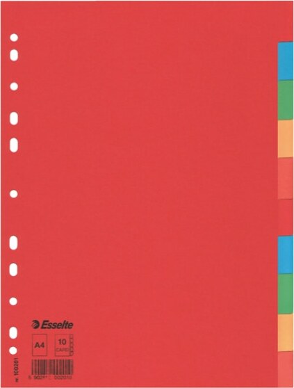 Separatore Economy - 10 tasti - cartoncino colorato 160 gr - A4 - multicolore - Esselte Cancelleria e prodotti per ufficio/Archivio ufficio e accessori per scrivania/Archivio ufficio/Cartelle sospese e accessori/Indici per cartelle sospese Eurocartuccia - Pavullo, Commerciovirtuoso.it