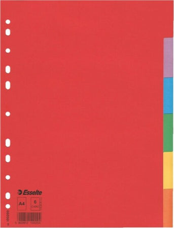 Separatore Economy - 6 tasti - cartoncino colorato 160 gr - A4 - multicolore - Esselte Cancelleria e prodotti per ufficio/Archivio ufficio e accessori per scrivania/Archivio ufficio/Cartelle sospese e accessori/Indici per cartelle sospese Eurocartuccia - Pavullo, Commerciovirtuoso.it