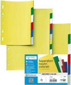 Separatore Record S - 6 tasti - PP - 21 x 29 7 cm - A4 - multicolore - Sei Rota Cancelleria e prodotti per ufficio/Archivio ufficio e accessori per scrivania/Archivio ufficio/Cartelle sospese e accessori/Indici per cartelle sospese Eurocartuccia - Pavullo, Commerciovirtuoso.it
