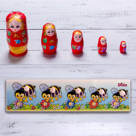 Seriazione Api E Fiori Gioco D'apprendimento in Legno per Bambini Dida