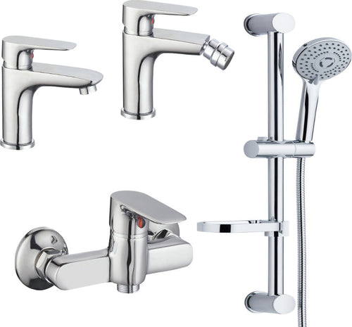 Serie Con Miscelatore Doccia da Bagno Completo di Saliscendi Fai da te/Attrezzature per cucine e bagni/Attrezzature per bagni/Rubinetti per lavandini bagno Ogomondo - Martina Franca, Commerciovirtuoso.it