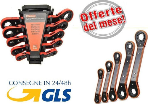 SERIE-SET-KIT-5-CHIAVI-CHIAVE-A-DOPPIO-CRICCHETTO-REVERSIBILI-DA-6-A-21-MM