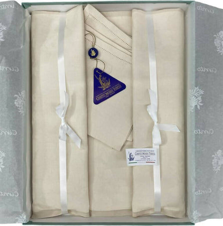 Servizio Da Tavola Per 6 Persone Tovaglia E Tovaglioli Elegante Qualità Sartoriale In Puro Cotone Damascato Articolo Gabriella Casa e cucina/Tessili per la casa/Tessili da cucina/Set di tovaglie e tovaglioli Puleo Casa - Palermo, Commerciovirtuoso.it