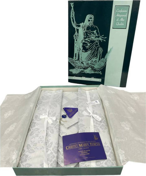 Servizio Da Tavola Per 6 Persone Tovaglia E Tovaglioli Elegante Qualità Sartoriale In Puro Cotone Damascato Articolo Palermo Casa e cucina/Tessili per la casa/Tessili da cucina/Set di tovaglie e tovaglioli Puleo Casa - Palermo, Commerciovirtuoso.it